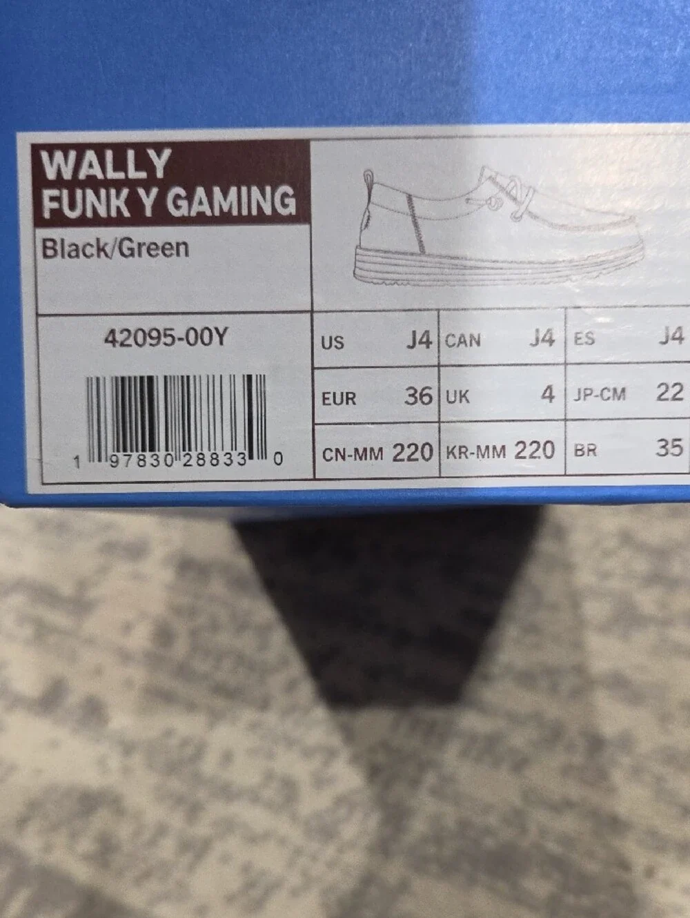 Hey Dude Kids Black Sneakers with Green Check Collar